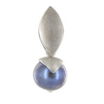 Pendentif feuille en argent 925 rhodi perle de culture - classics