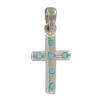 Pendentif mini croix argent 925 et larimar