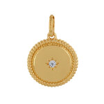 Pendentif plaqu or disque etoile du nord - blanc