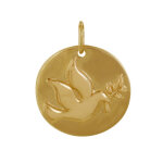 Pendentif plaqu or mdaille ronde colombe de la paix