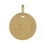 Pendentif plaqué or médaille ronde gravé love Pendentif plaqué or médaille ronde gravé love