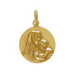 Les poulettes bijoux - pendentif plaqu� or m�daille ronde vierge � l'enfant