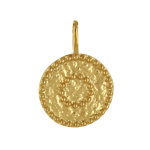Pendentif plaqué or rond martelé et billes Pendentif plaqué or rond martelé et billes