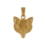 Les poulettes bijoux - pendentif plaqu� or t�te de loup 3d