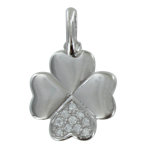 Pendentif trfle argent rhodi et une ptale de strass