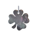 Pendentif trfle de nacre grise - gris argent