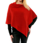 Les poulettes bijoux - poncho 100% cachemire 2 fils classics - rouge profond