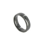 Les poulettes bijoux - bague anneau large de c�ramique noire - 6mm