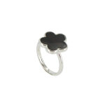 Les poulettes bijoux - bague argent 925 chance onyx noir - taille 52