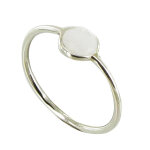Les poulettes bijoux - bague argent 925 demi - sph�re d'agate blanche - taille 60