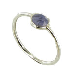 Les poulettes bijoux bague argent 925 demi - sph�re d'iolite - taille 56