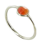 Les poulettes bijoux - bague argent 925 demi - sph�re de quartz rouge orang� - taille