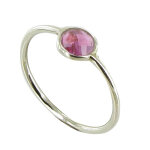 Les poulettes bijoux - bague argent 925 demi - sph�re de tourmaline rose - taille 54
