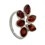 Les poulettes bijoux - bague argent 925 feuillage d'ambre - taille 54