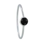 Les poulettes bijoux - bague argent 925 petit rond facett� d'onyx noir - taille 56
