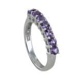 Les poulettes bijoux - bague argent 925 rhodi� alliance am�thyste - taille 52