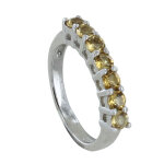 Les poulettes bijoux - bague argent 925 rhodi� alliance citrine - taille 58