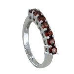 Les poulettes bijoux - bague argent 925 rhodi� alliance grenat - taille 54