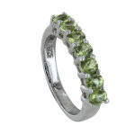 Les poulettes bijoux - bague argent 925 rhodi� alliance peridot - taille 50