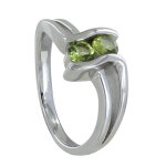 Les poulettes bijoux - bague argent 925 rhodi� double p�ridot - taille 58