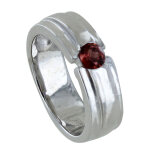 Les poulettes bijoux - bague argent 925 rhodi� large grenat rond - taille 56
