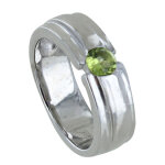 Les poulettes bijoux - bague argent 925 rhodi� large p�ridot rond - taille 64