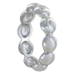 Les poulettes bijoux bague argent 925 rhodi� perles plates - taille 50