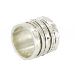Les poulettes bijoux bague en argent 925 tube martel� et ses anneaux mobiles - taill