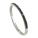 Les poulettes bijoux - bague argent alliance strass noir - taille 60
