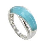 Les poulettes bijoux - bague argent anneau oeil de chat turquoise