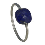 Les poulettes bijoux - bague argent carr� de lapis lazuli facett� - taille 56
