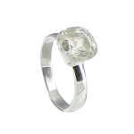 Les poulettes bijoux bague argent carr� de quartz cristal facett� - taille 52