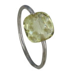 Les poulettes bijoux bague argent carr� de quartz jaune facett� - taille 54