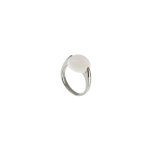 Les poulettes bijoux - bague argent demi lune agate blanche - taille 52