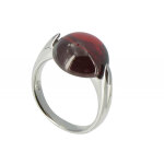Les poulettes bijoux - bague argent demi lune zirconium rubis - taille 50