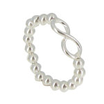 Les poulettes bijoux - bague argent elastique bille et signe infini - taille 58