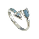 Les poulettes bijoux - bague argent fl�che de larimar - taille 58