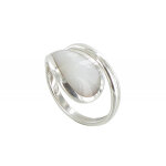 Les poulettes bijoux - bague argent goutte de nacre ivoire