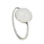 Les poulettes bijoux - bague argent grande demi - sph�re facett�e d'agate blanche