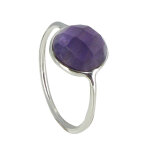 Les poulettes bijoux - bague argent grande demi - sph�re facett�e d'am�thyste - taille
