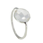 Les poulettes bijoux bague argent grande demi - sph�re facett�e de quartz cristal - ta