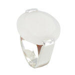Les poulettes bijoux - bague argent joyau d'agate blanche - taille 58