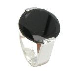 Les poulettes bijoux - bague argent joyau d'onyx noir - taille 50