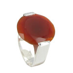 Les poulettes bijoux - bague argent joyau d'onyx rouge orang� - taille 54