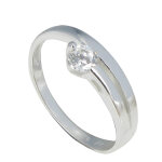 Les poulettes bijoux - bague argent et oxyde de zirconium cristal - taille 58