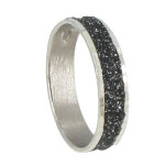 Les poulettes bijoux - bague argent paillettes noir - taille 60