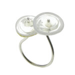 Les poulettes bijoux - bague argent et p�te de verre deux boutons - classics - blanc