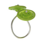 Les poulettes bijoux - bague argent et p�te de verre deux boutons - classics - vert