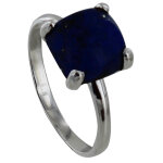 Les poulettes bijoux - bague argent pav� carr� de lapis lazuli - taille 60