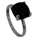 Les poulettes bijoux - bague argent pav� carr� d'onyx noir - taille 50